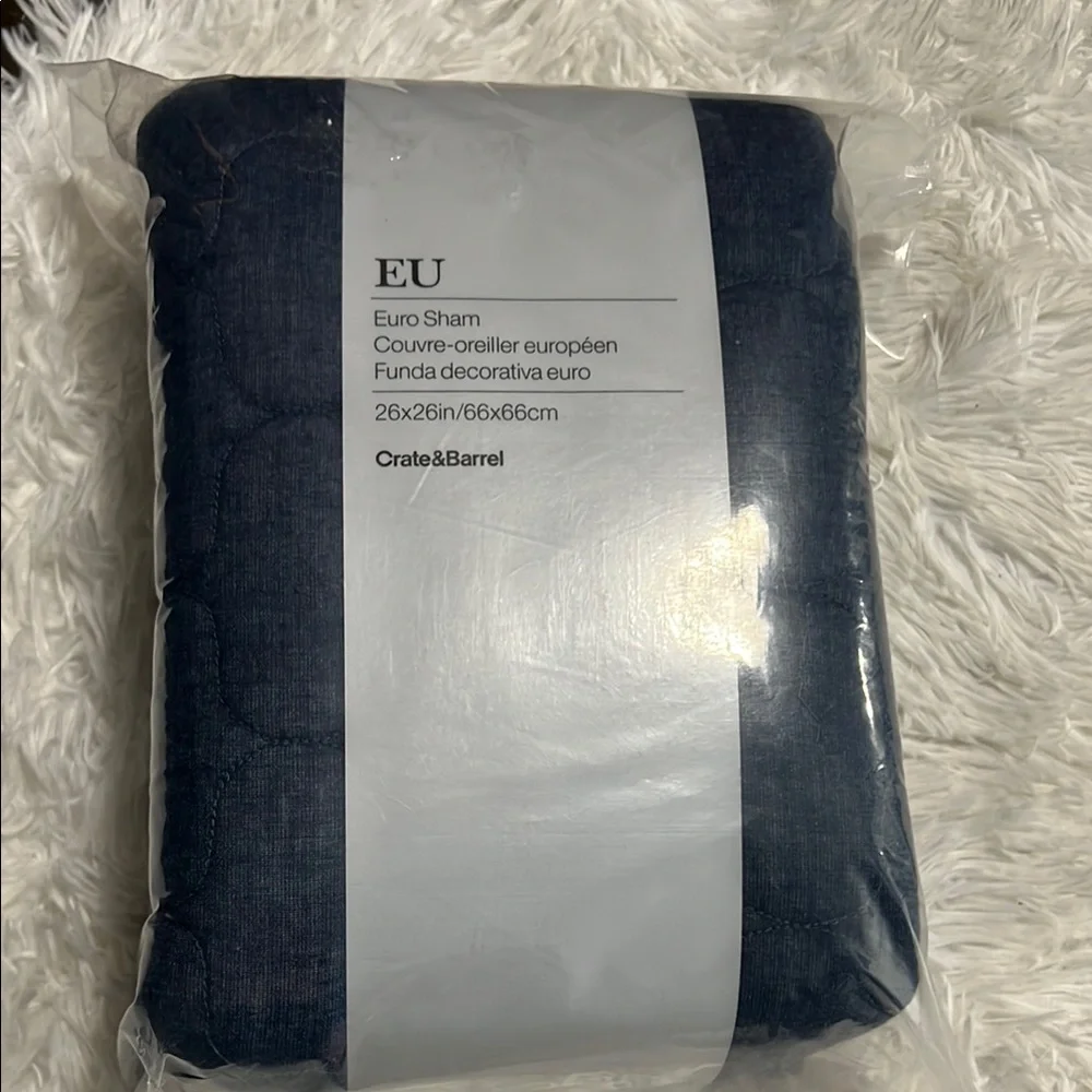 Crate & Barrel New in Package Fontaine Blue Euro Sham